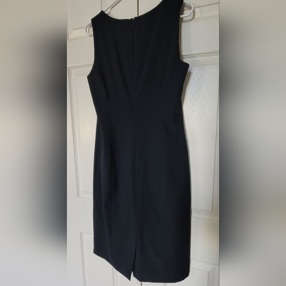 Navy Blue Square Neck Sheath Dress - Picture 2 of 15